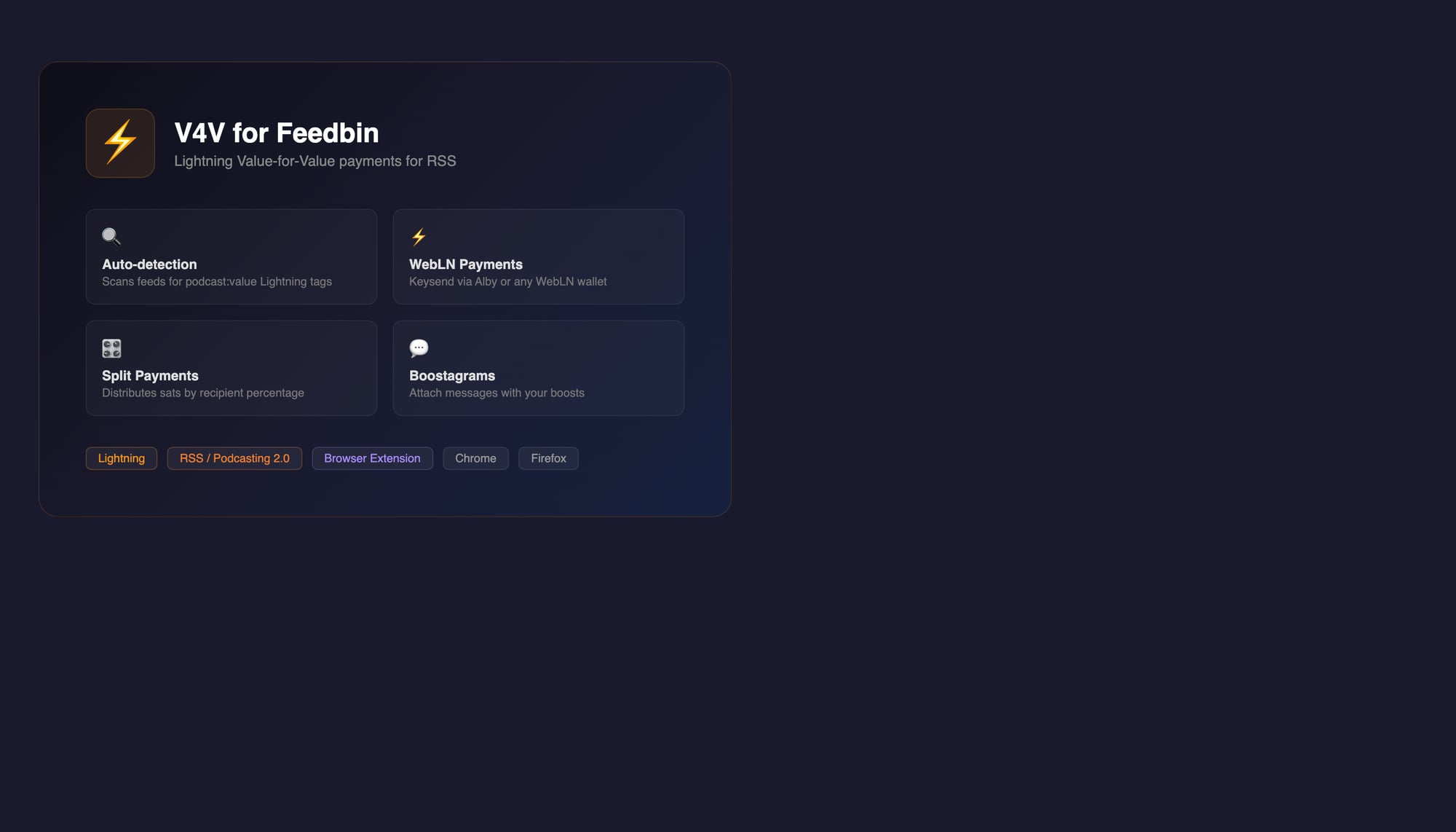 V4V for Feedbin — Lightning payments for RSS